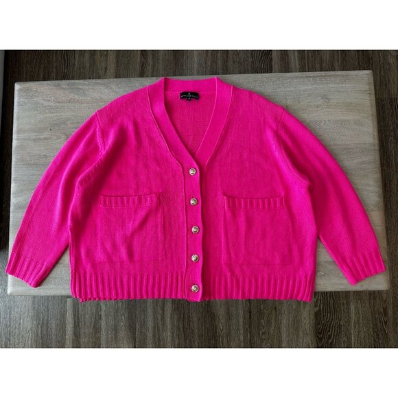 Tuckernuck Pomander Place Hot Pink Slone Cardigan Size Medium - Picture 2 of 9